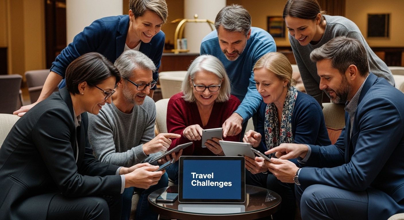 travelers teamwork hotel planning