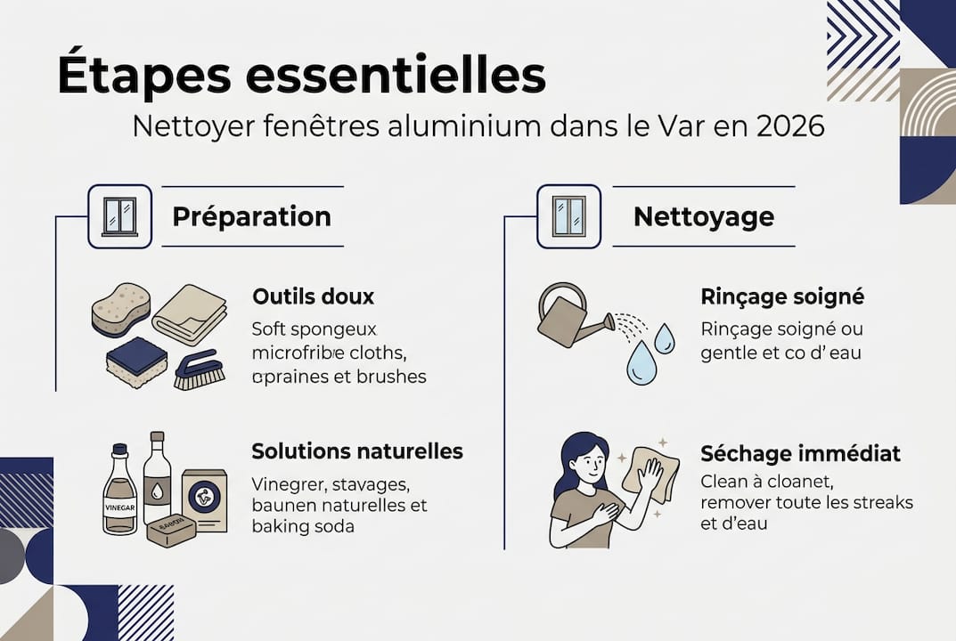 Infographie : les différentes étapes pour nettoyer l’aluminium dans le Var