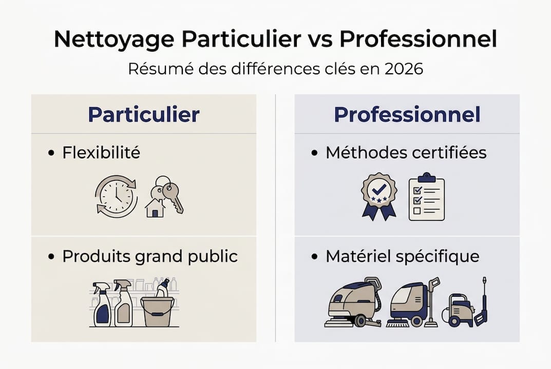 Infographie : les différences entre le ménage à domicile et le nettoyage professionnel