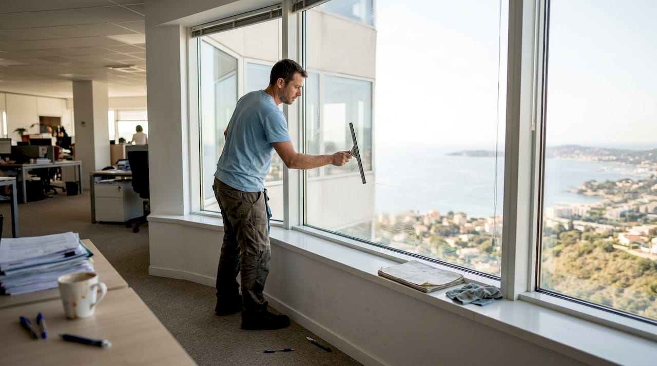Nettoyage professionnel de vitres de bureaux dans le Var