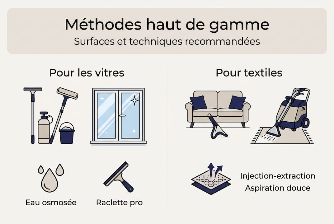Infographie : astuces et techniques pour nettoyer efficacement vos vitres et textiles