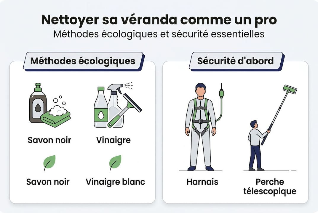Infographie : comment allier écologie et sécurité lors du nettoyage de votre véranda