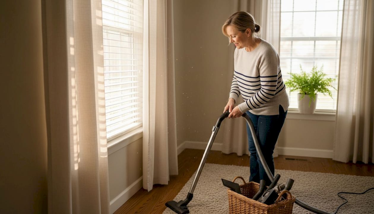 Entretien et nettoyage des stores et rideaux dans le salon familial