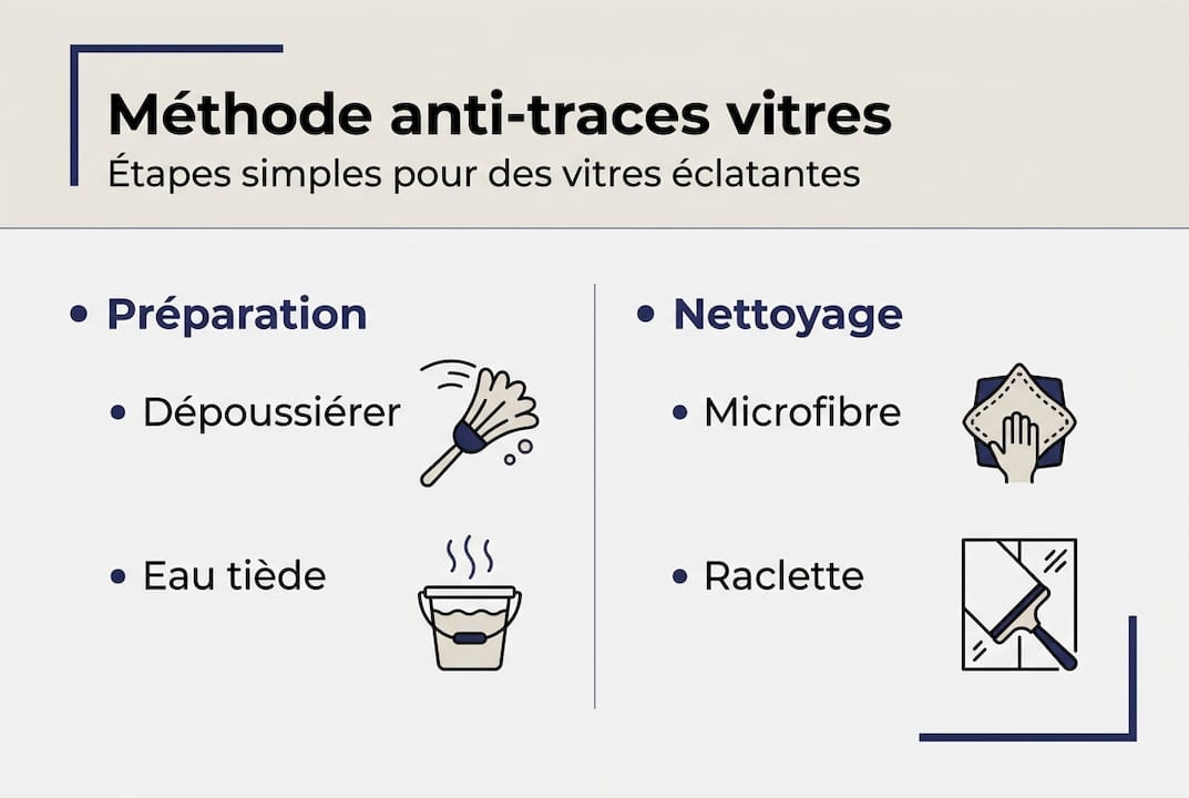 Infographie : les étapes clés pour des vitres impeccables, sans aucune trace