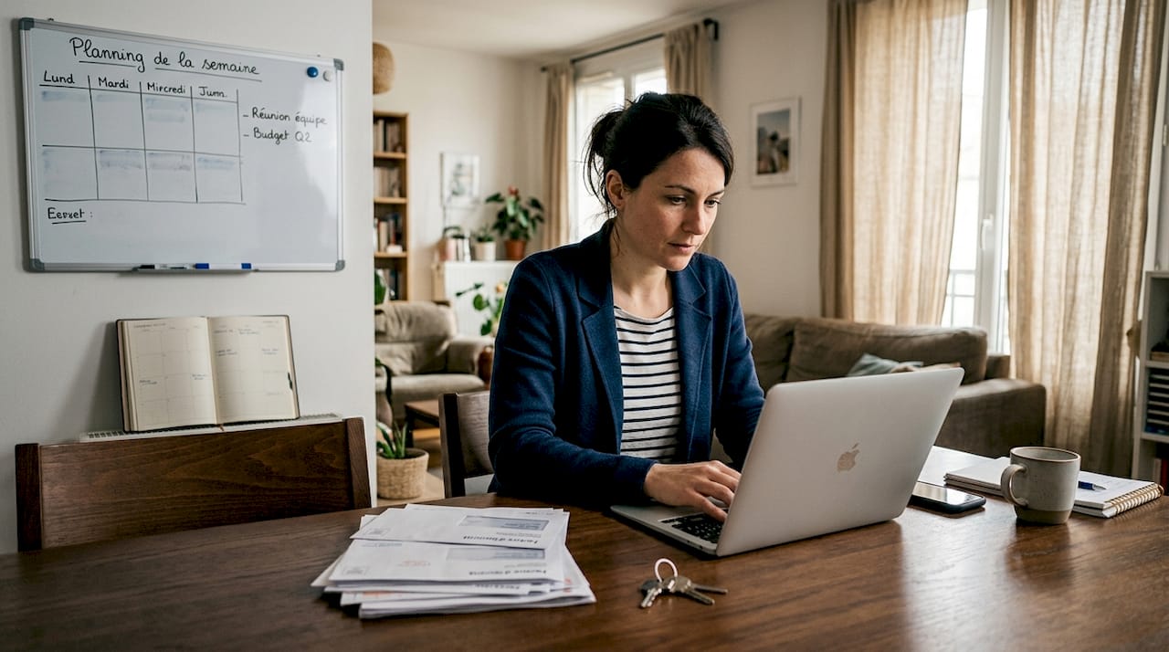 Femme assurant la gestion centralisée de plusieurs propriétés