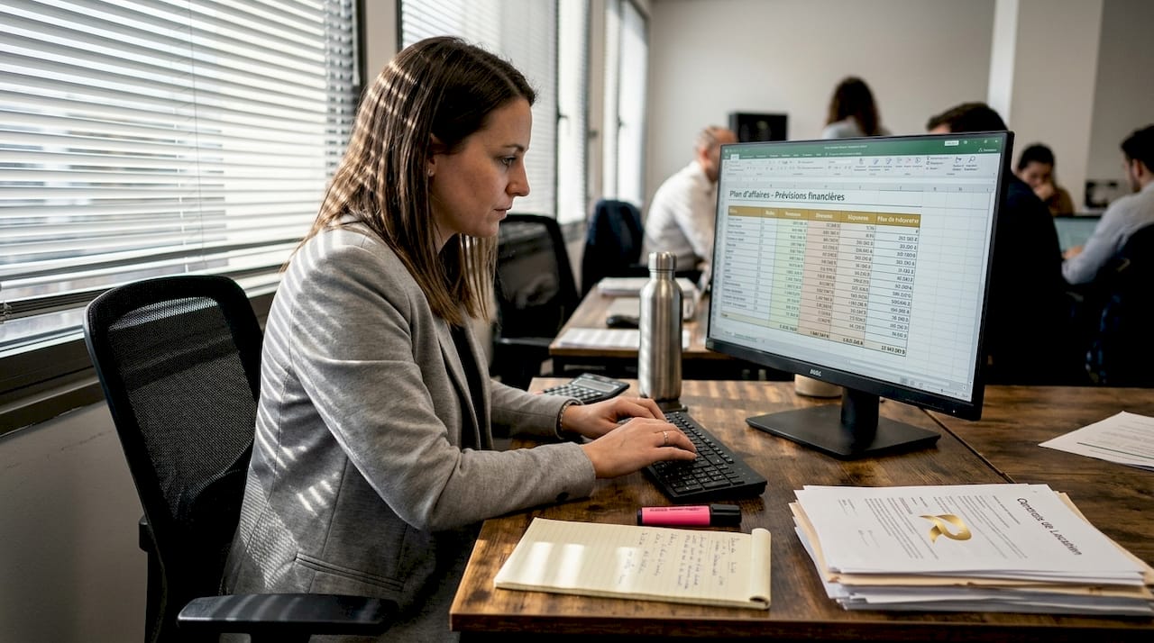 Scène d’experts en finance en pleine analyse sur un espace de travail collaboratif