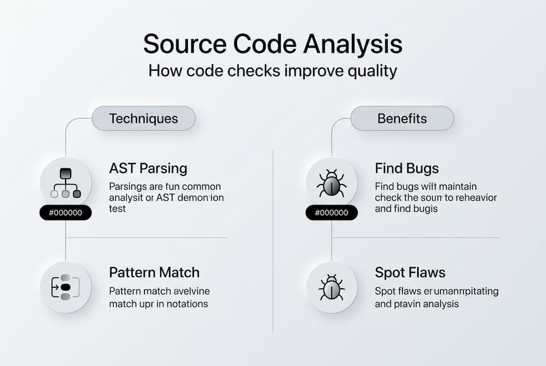 Infographic visualizing source code analysis basics