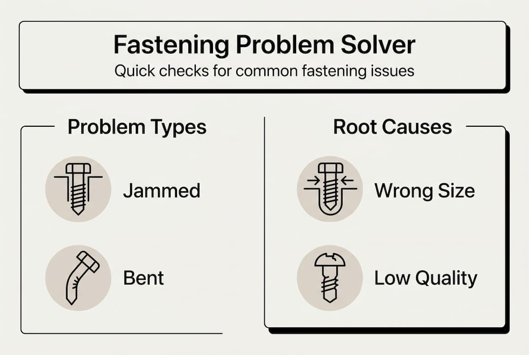 Infographic summarizing fastening troubleshooting steps