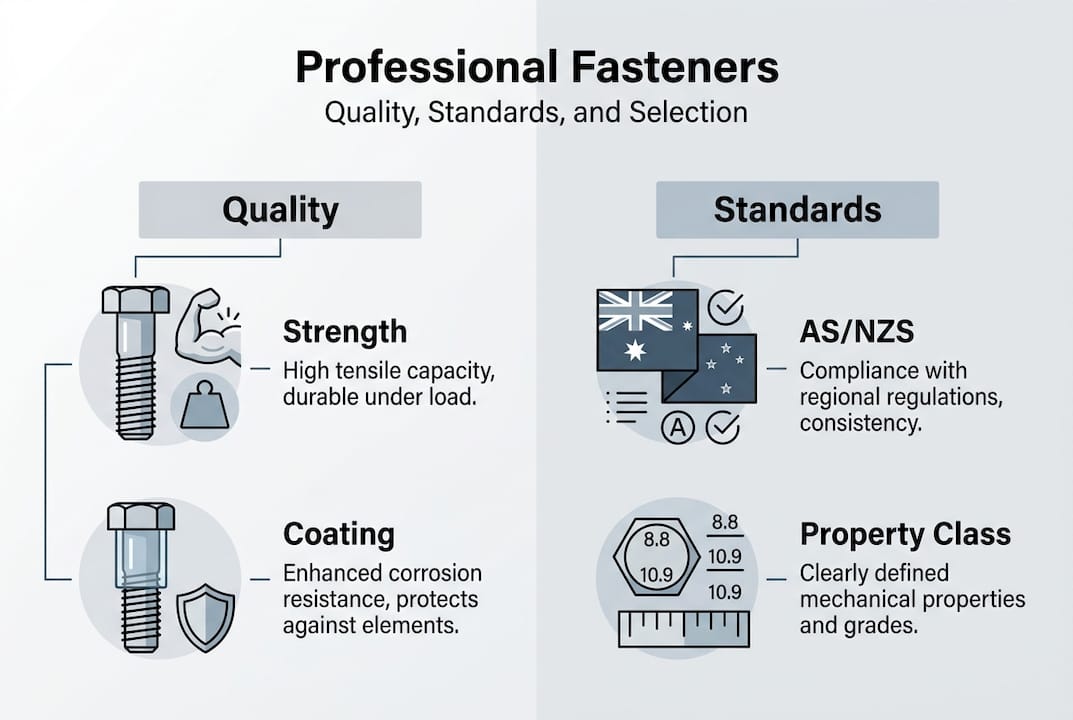 Infographic of fastener quality and standards features