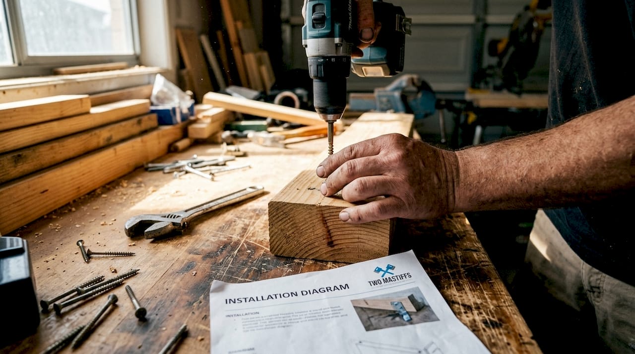 Tradesperson's hands driving screw into timber