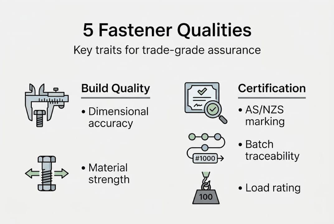 Infographic listing trade-grade fastener qualities