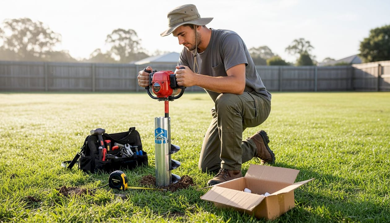 Tradesperson installing Eco Anchor outdoors