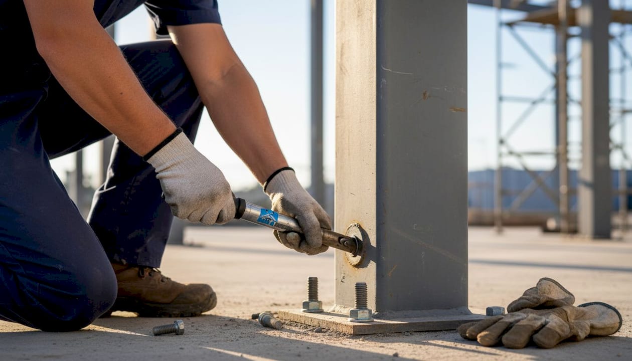 Worker uses specialty bolt for vibration