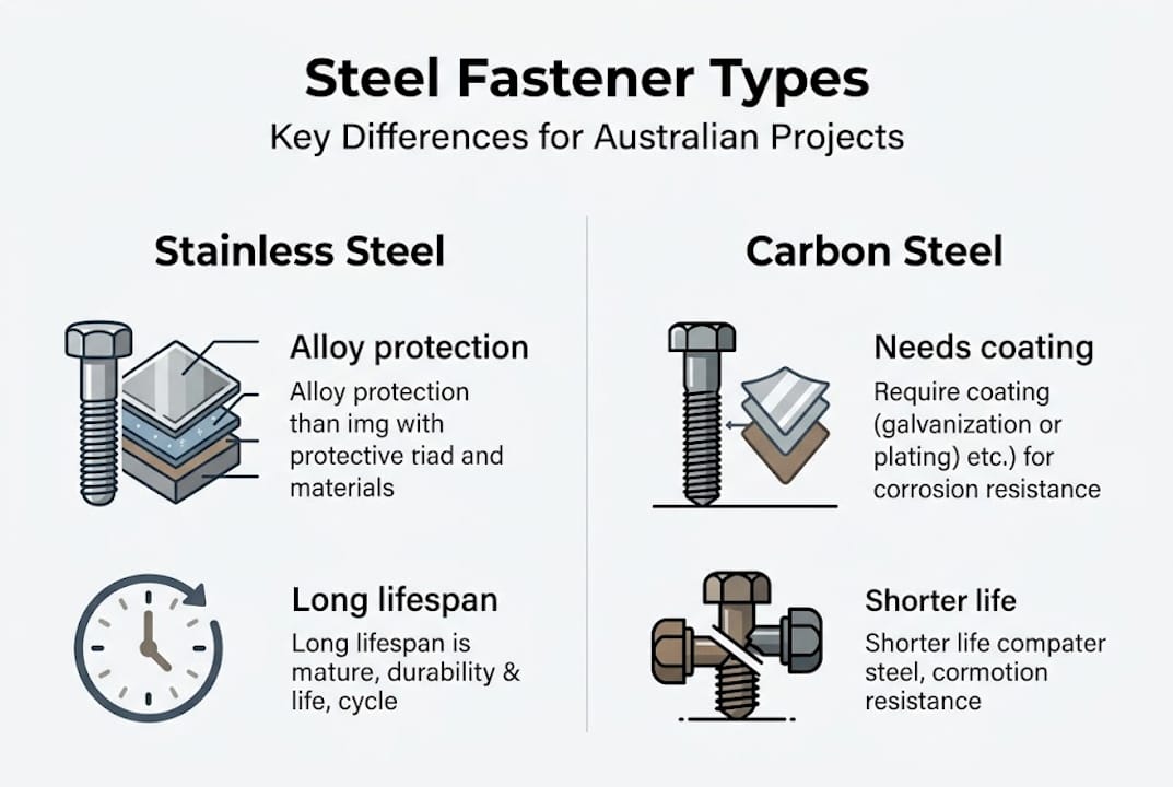 Infographic steel fastener types differences