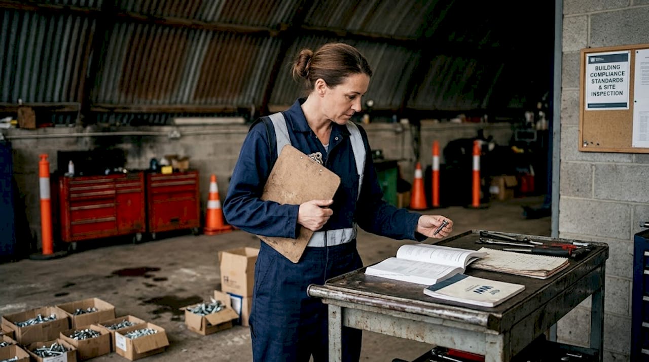 Inspector confirming fastener compliance with handbook
