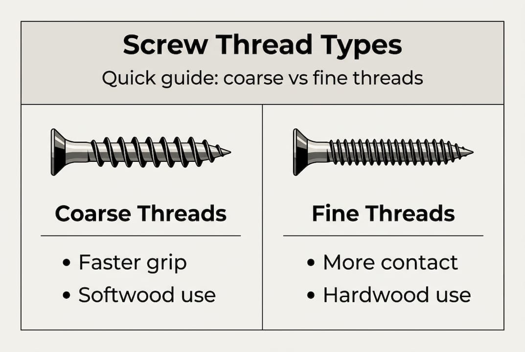 Infographic comparing coarse and fine screw threads
