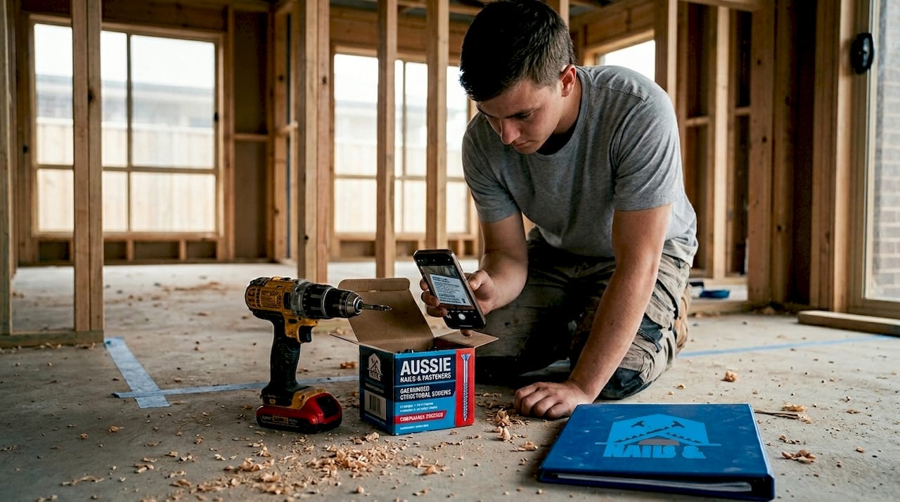 Worker verifying screw compliance on site