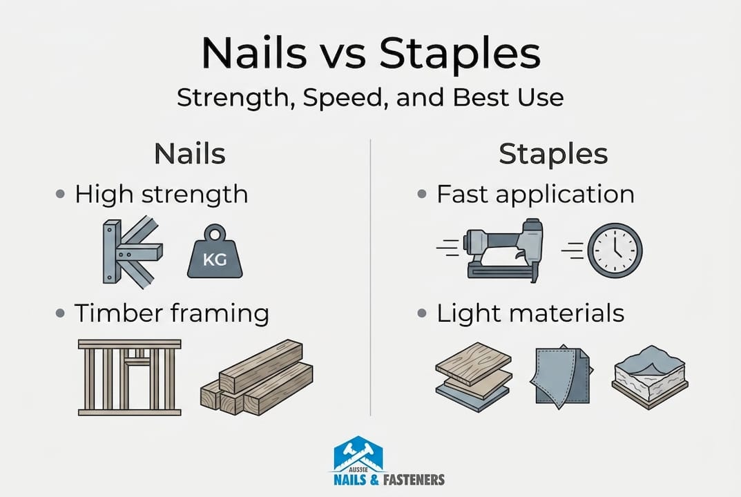 Infographic comparing nails and staples