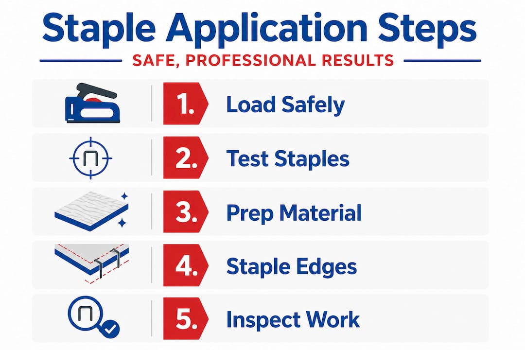 Infographic showing staple application step-by-step process