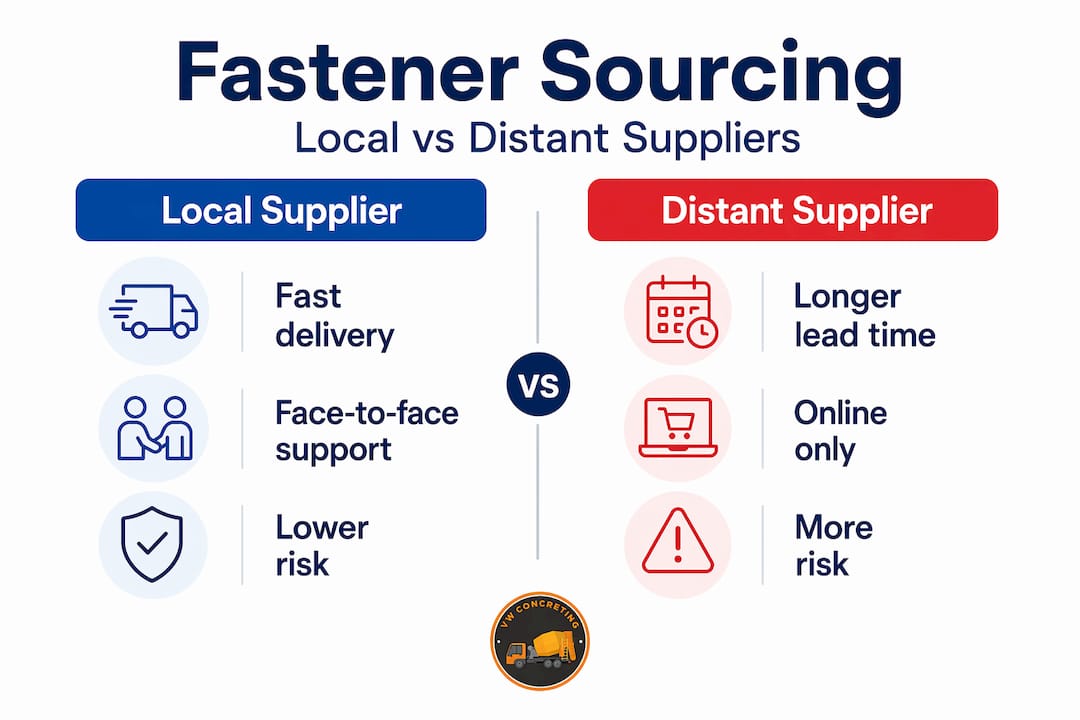 Split comparison: local versus distant fastener suppliers