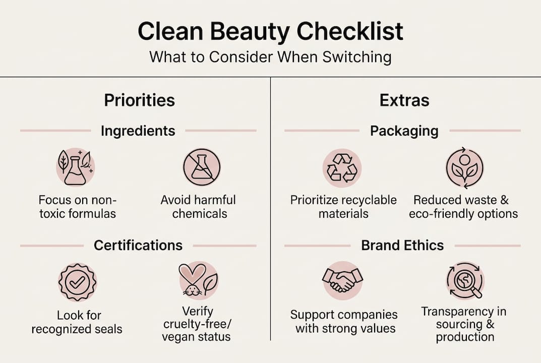 Infographic of clean beauty checklist essentials