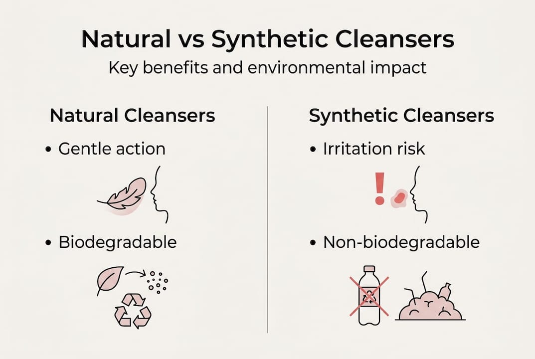 Infographic comparing natural and synthetic cleansers