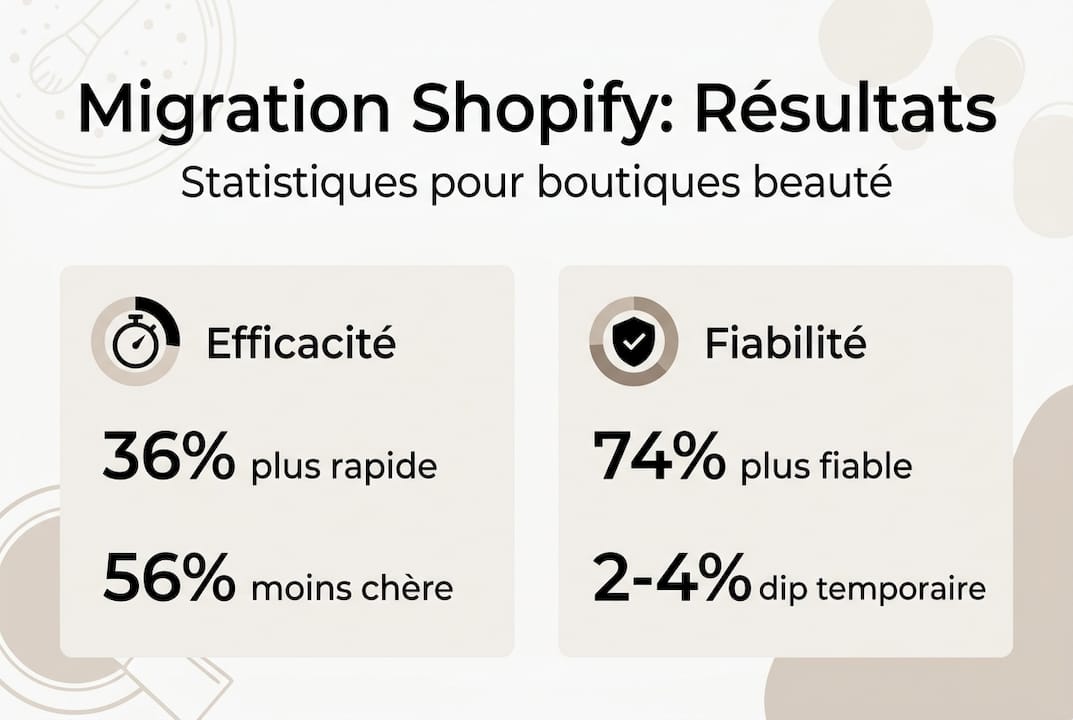 Découvrez en un coup d’œil les performances de la migration d’une boutique beauté vers Shopify grâce à notre infographie dédiée.