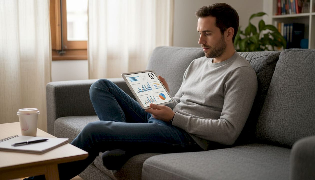 Un homme étudie les données d’utilisation mobile sur sa tablette.