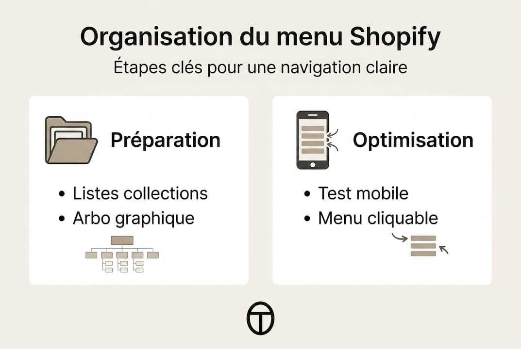 Visuel épuré pour organiser efficacement votre menu sur Shopify