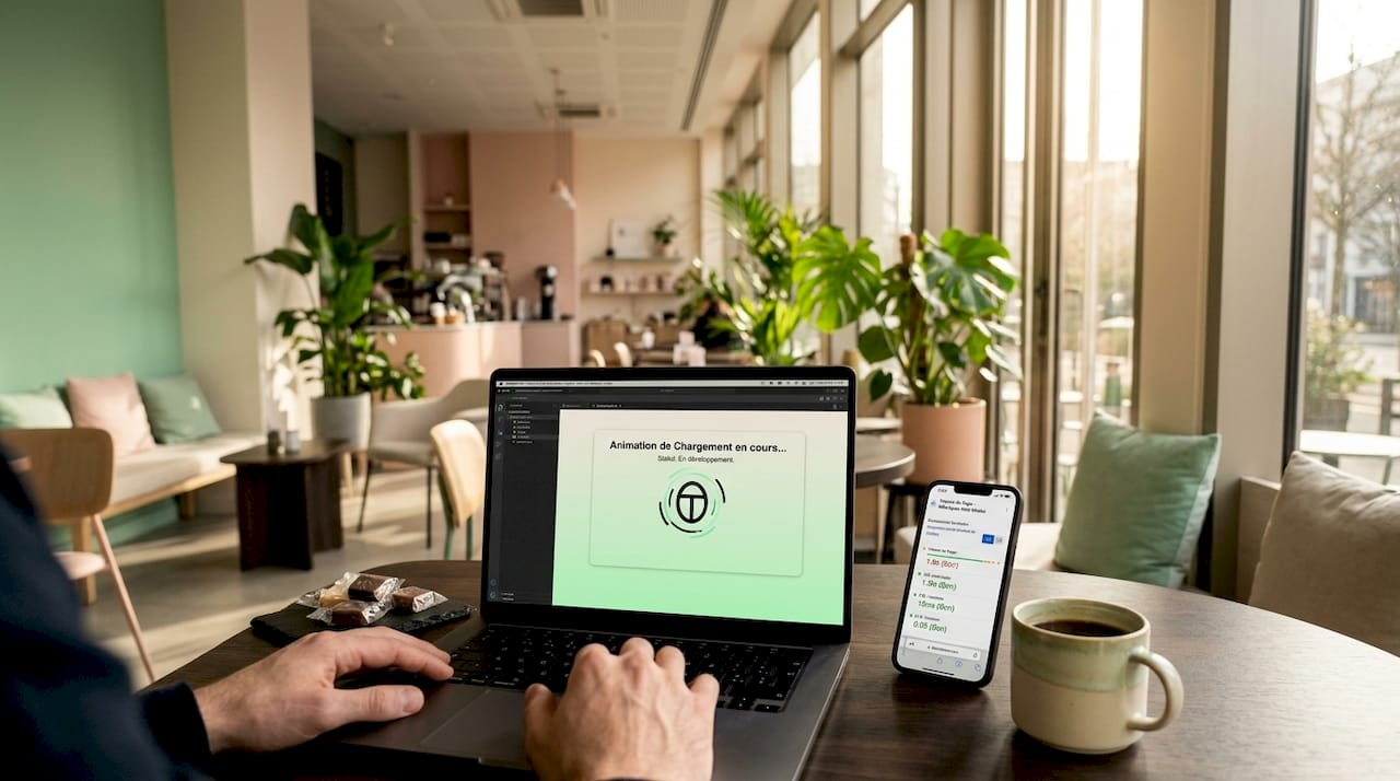 Un développeur teste la rapidité d’un site e-commerce installé à sa table de cuisine.