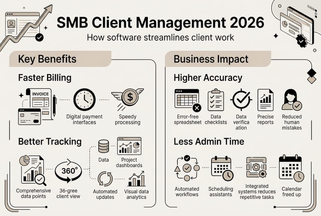 Infographic of SMB client management software benefits