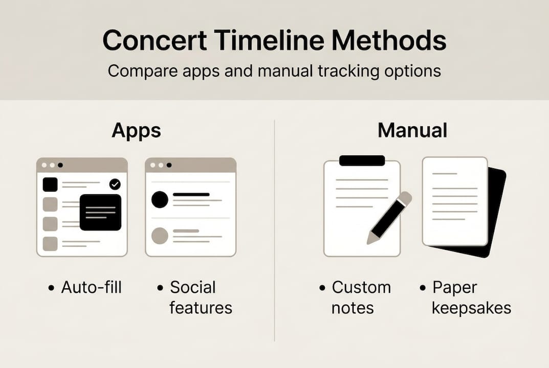 Infographic comparing concert timeline methods