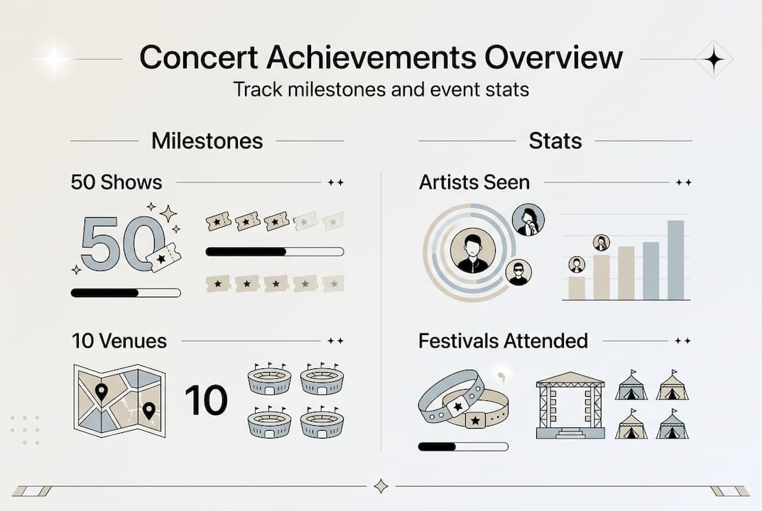 Infographic showing concert achievement types