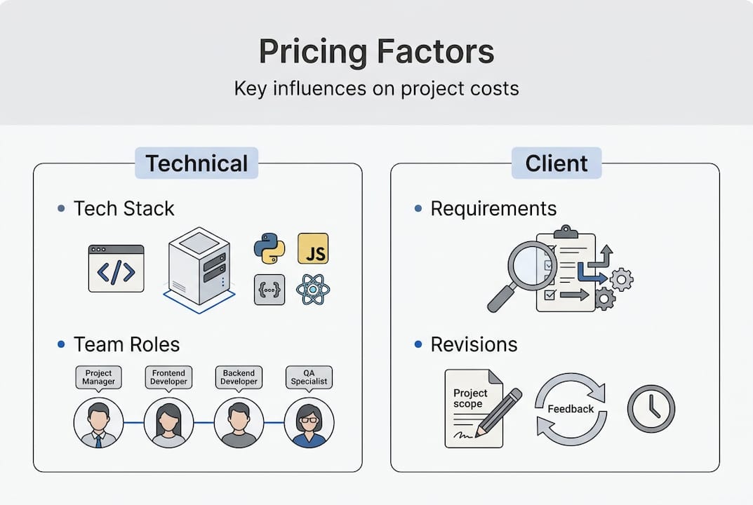 Infographic with pricing factors and influences