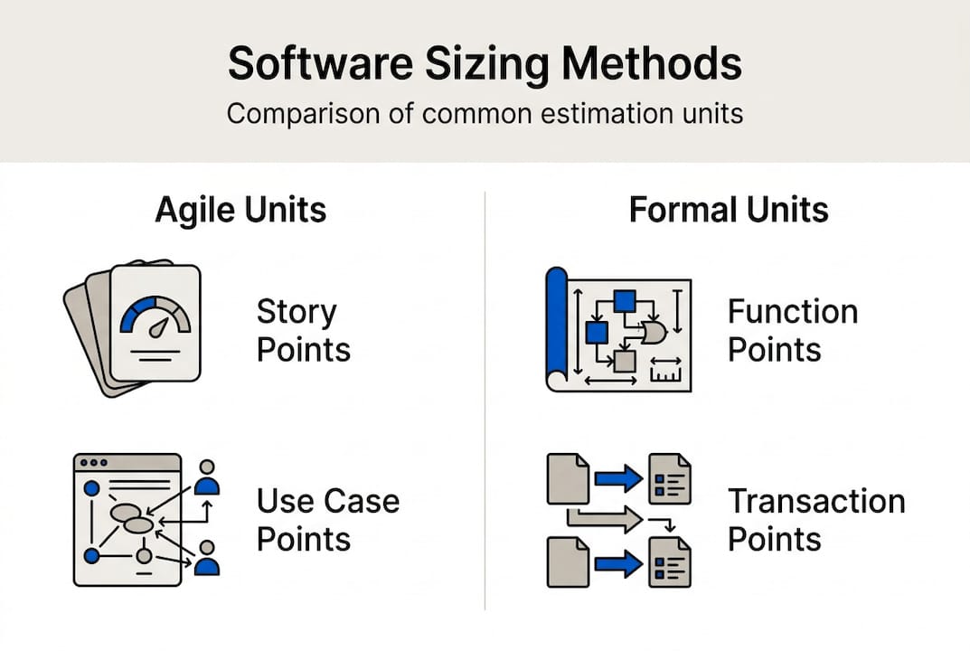 Infographic comparing software sizing methods