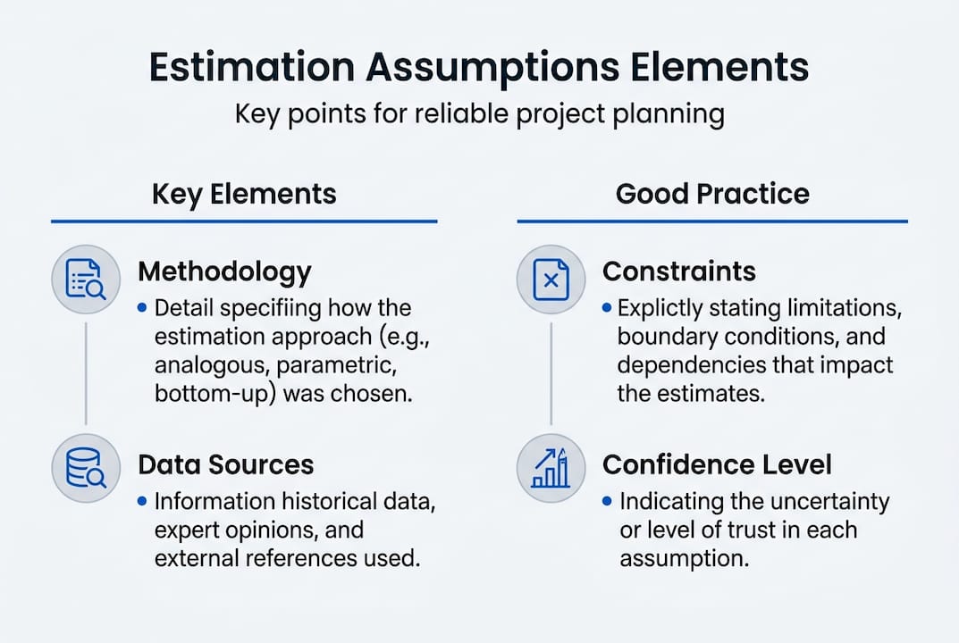 Infographic displaying core estimation assumption elements