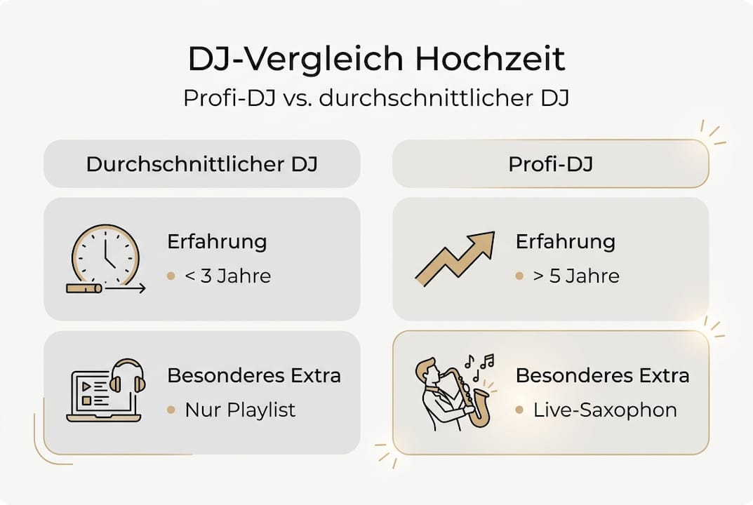 Infografik: Profi-DJ vs. Saxophonist – Ein direkter Vergleich