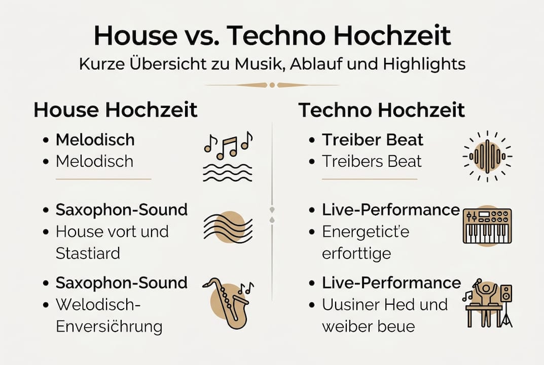 Infografik: House- vs. Techno-Hochzeit – Ein direkter Vergleich