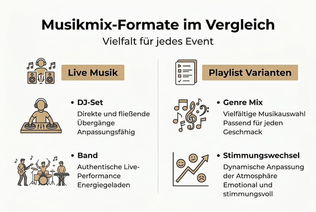 Übersicht: Verschiedene Musikmix-Formate für Events auf einen Blick
