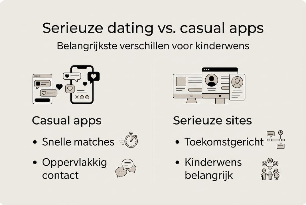 Infographic: de belangrijkste verschillen tussen datingapps voor serieuze relaties en apps voor casual contact