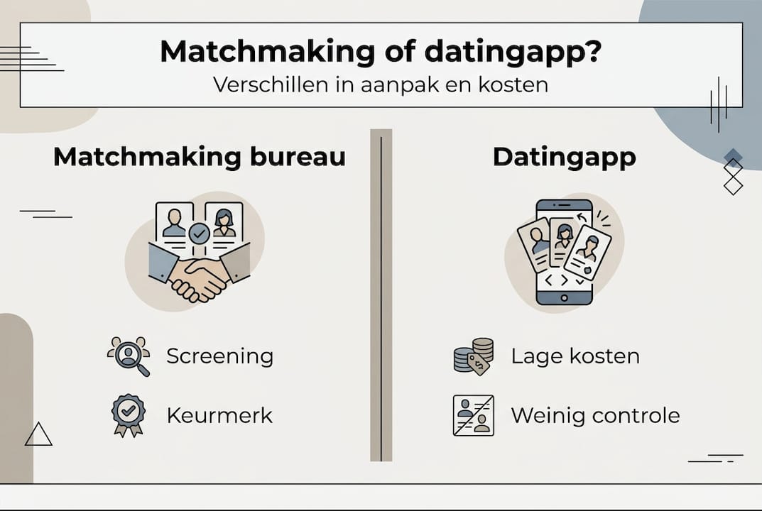 Infographic: het verschil tussen een relatiebureau en een datingapp