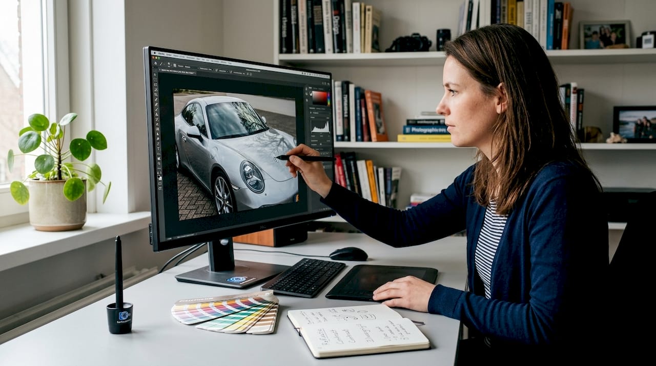 De fotobewerker past automatisch de kleuren aan.