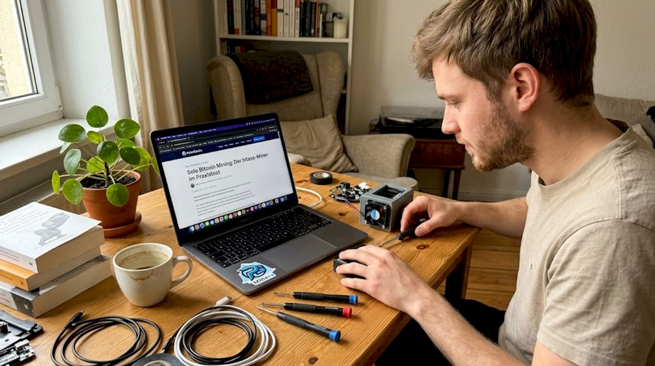 Zu Hause testet jemand seine Hardware für das Solo-Mining auf Herz und Nieren.