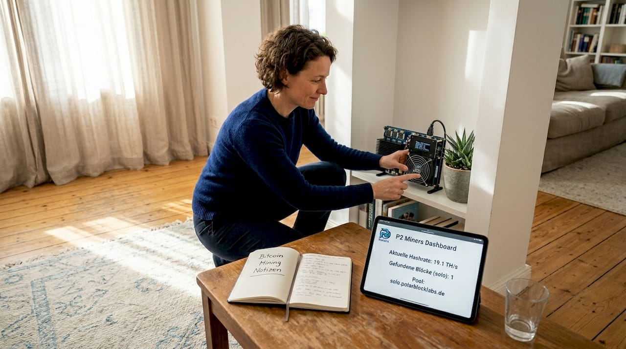 Alleine im eigenen Wohnzimmer Bitcoin schürfen – und das bequem vom Tablet aus steuern.