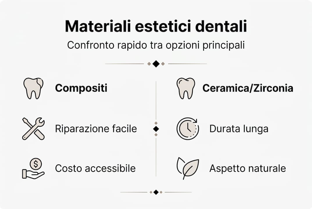 Infografica: confronto tra i principali materiali estetici utilizzati in odontoiatria
