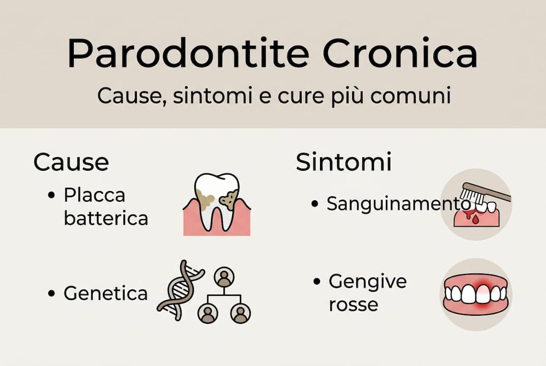 Panoramica illustrata sulle principali cause, sintomi e trattamenti della parodontite