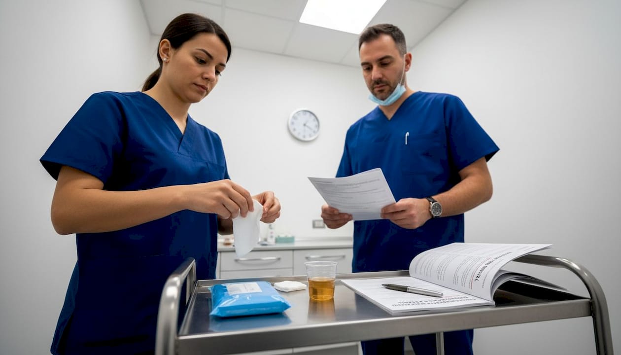 Lo staff odontoiatrico si sta preparando per un intervento d’urgenza.