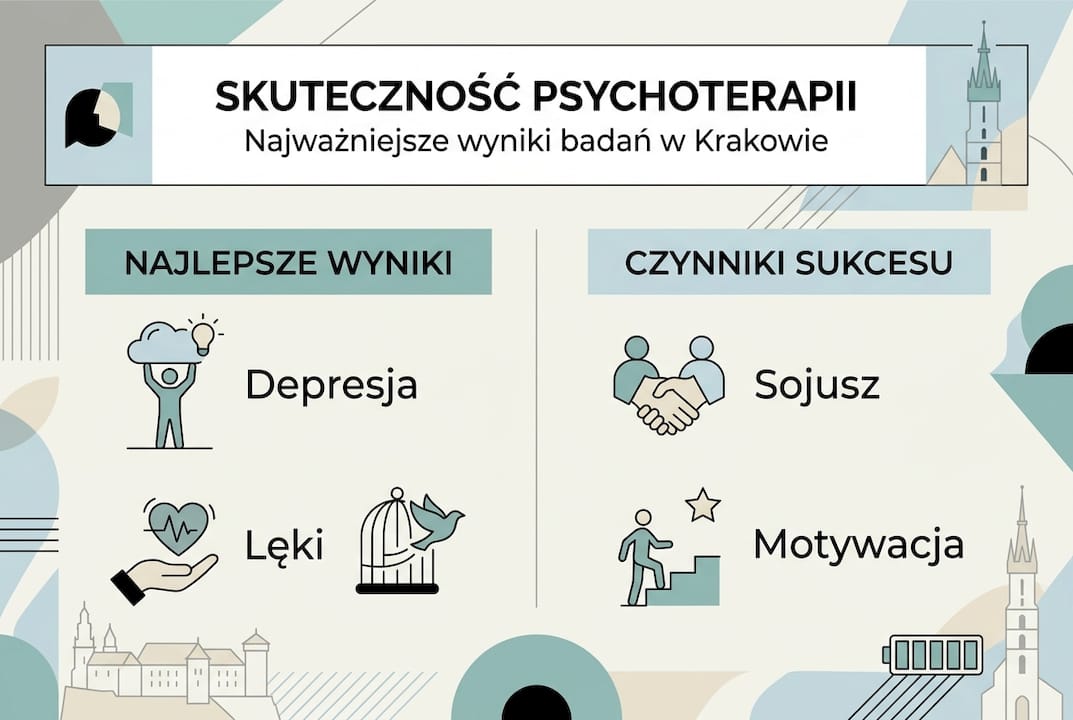 Infografika przedstawiająca skuteczność psychoterapii w Krakowie