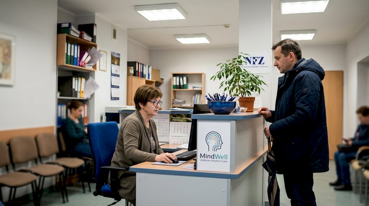 Recepcja w krakowskiej poradni zdrowia psychicznego NFZ
