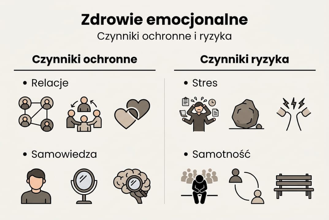 Infografika: Kluczowe elementy zdrowia emocjonalnego
